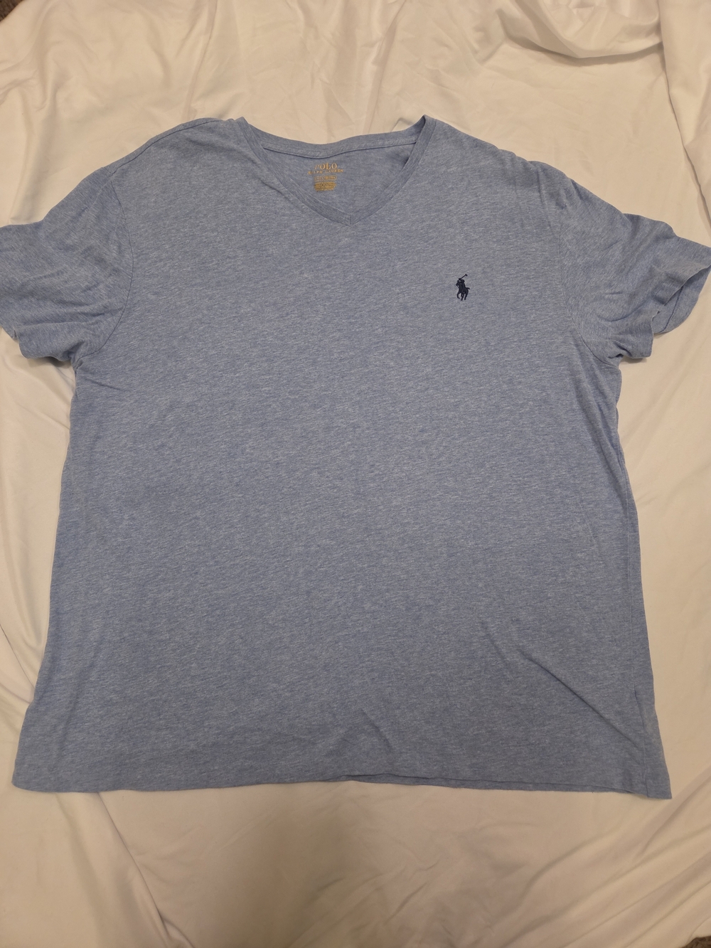 Polo by Ralph Lauren Light Blue Heather V-Neck Tee with Navy Pony